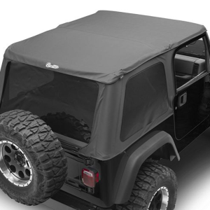 Bestop Soft Top, Trektop Nx, Black Denim, Fabric, With Door Surrounds, With Tinted Vinyl Windows, With Sunroof, Includes Hardware – 56820-15