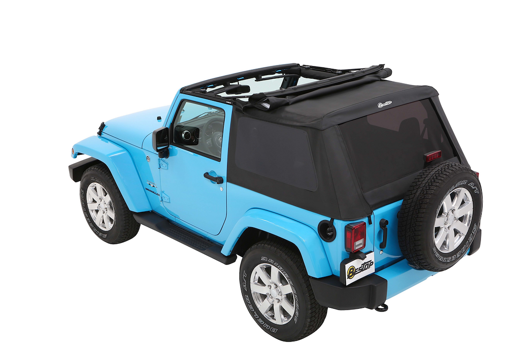 Bestop Soft Top, All New Trektop Nx, Black Diamond, Fabric, With Door Surrounds, With Tinted Vinyl Windows, With Sunroof, Includes Hardware – 56852-35