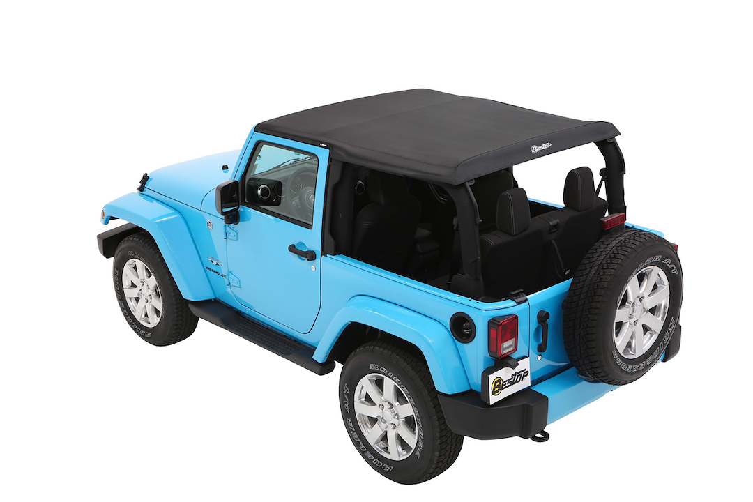 Bestop Soft Top, All New Trektop Nx, Black Diamond, Fabric, With Door Surrounds, With Tinted Vinyl Windows, With Sunroof, Includes Hardware – 56852-35