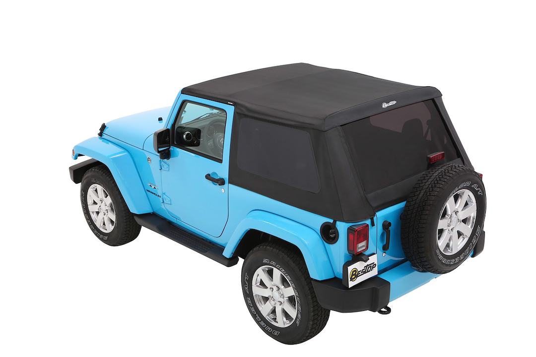 Bestop Soft Top, All New Trektop Nx, Black Diamond, Fabric, With Door Surrounds, With Tinted Vinyl Windows, With Sunroof, Includes Hardware – 56852-35