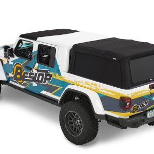 Bestop Truck Cap, Supertop 2, One Piece Design, With Tinted Vinyl Windows, Waterproof, Black Twill, Heavy Duty Fabric, With Hardware – 77326-17