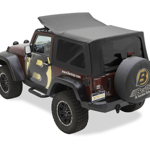 Bestop Soft Top, Sailcloth Replace-A-Top, Black Diamond, Multi Ply Fabric, Without Doors, With Tinted Vinyl Side and Rear Windows – 79136-35