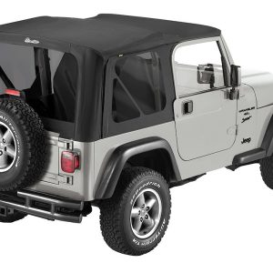 Bestop Soft Top, Sailcloth Replace-A-Top, Black, Multi Ply Fabric, Without Doors, With Tinted Vinyl Side and Rear Windows, Without Sunroof – 79139-01