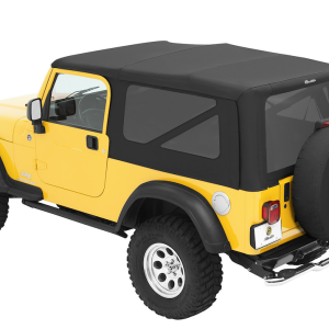 Bestop Soft Top, Sailcloth Replace-A-Top, Black Diamond, Multi Ply Fabric, Without Doors, With Tinted Vinyl Side and Rear Windows – 79140-35