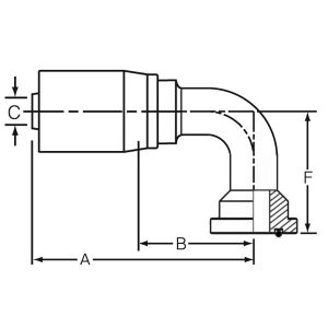 Dayco Hose End Fitting, Hydraulic Permanent Crimp, 90 Degree Bent Tube O-Ring Flange SAE Code 61, 3/4 Inch Hose Inside Diameter – 100336