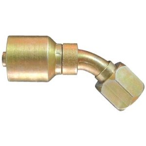 Dayco Hose End Fitting, Hydraulic Permanent Crimp, 45 Degree Bent Tube Female Swivel 37 Degree Flare, 1/2 Inch Hose Inside Diameter – 101179