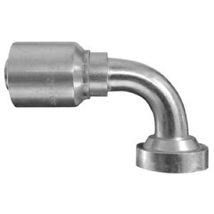 Dayco Hose End Fitting, Hydraulic Permanent Crimp, 90 Degree Bent Tube Flange Head for Caterpillar, 3/4 Inch Hose Inside Diameter – 101880