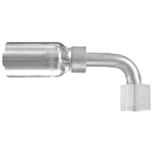 Dayco Hose End Fitting, Hydraulic Permanent Crimp, 90 Degree Bent Tube Female Swivel 45 Degree Flare, 3/8 Inch Hose Inside Diameter – 108395