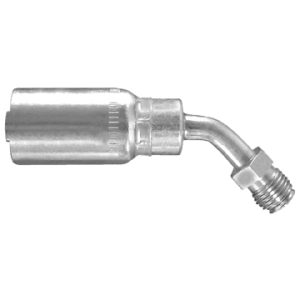 Dayco Hose End Fitting, Hydraulic Permanent Crimp, 45 Degree Bent Tube Male Swivel Inverted Flare, 1/4 Inch Hose Inside Diameter – 108440