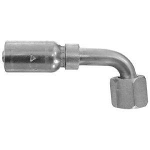 Dayco Hose End Fitting, Hydraulic Permanent Crimp, 90 Degree Bent Tube Female Swivel 37 Degree Flare (JIC), 5/16 Inch Hose Inside Diameter – 108608