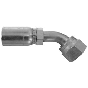 Dayco Hose End Fitting, Hydraulic Permanent Crimp, 45 Degree Bent Tube Female Swivel O-Ring Face Seal, 3/4 Inch Hose Inside Diameter – 108753