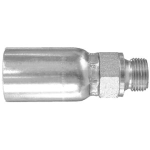 Dayco Hose End Fitting, Hydraulic Permanent Crimp, Male Bspp Din 3852, 3/8 Inch Hose Inside Diameter, 1/2-14 Thread, 2.65 Inch Overall Length – 116011