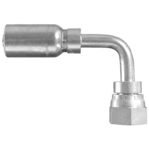 Dayco Hose End Fitting, Hydraulic Permanent Crimp, 90 Degree Bent Tube Female Swivel Universal Metric 24 Degree/ 60 Degree Cone – 116330