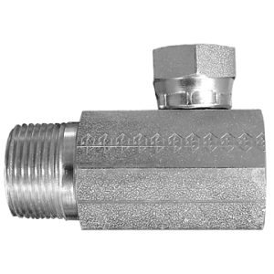 Dayco Adapter Fitting, Hydraulic National Pipe Thread Adapter, 90 Degree NPTF Male to Npsm Female Swivel, 3/8-18 Thread T1, 1/4-18 Thread T2 – 142585