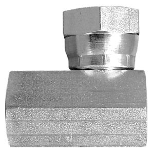Dayco Adapter Fitting, Hydraulic National Pipe Thread Adapter, 90 Degree NPTF Female to Npsm Female Swivel, 3/8-18 Thread T1 and T2, Steel – 142628