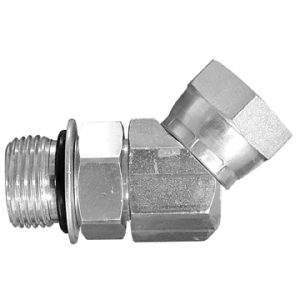 Dayco Adapter Fitting, Hydraulic National Pipe Thread Adapter, 45 Degree Adjustable Male ORB to Npsm Female Swivel, 9/16-18 Thread T1 – 142960