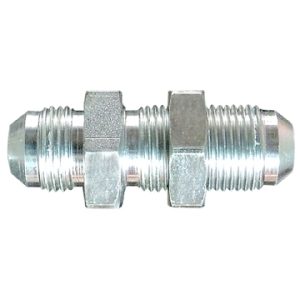 Dayco Adapter Fitting, Hydraulic, Male 37 Degree Flare (JIC) to Bulkhead Male 37 Degree Flare (JIC), 1-1/16 – 12 Thread, Steel, Single – 144585