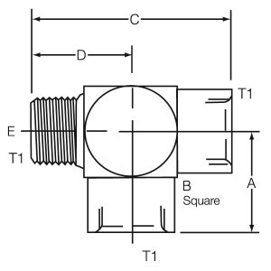 Dayco Adapter Fitting, Hydraulic National Pipe Thread, T Style, NPTF Male to NPTF Female to NPTF Female, 1/4-18 Thread, Steel, Single – 145283