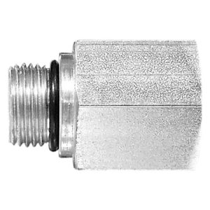 Dayco Adapter Fitting, Hydraulic National Pipe Thread, Male ORB to NPTF Female, 7/8-14 Thread T1, 3/4-14 Thread T2, Steel, Single – 145635