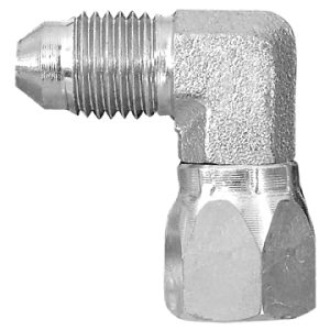 Dayco Adapter Fitting, Hydraulic, 90 Degree Male 37 Degree Flare (JIC) to Female Swivel 37 Degree Flare (JIC), 1-5/16 – 12 Thread T1 and T2 – 145732