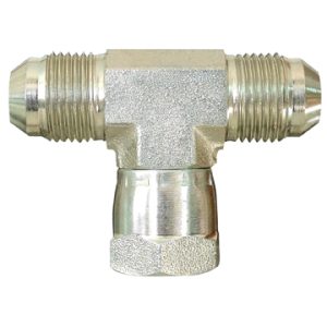 Dayco Adapter Fitting, Hydraulic, Male 37 Degree Flare (JIC) to Male 37 Degree Flare (JIC) to Female Swivel 37 Degree Flare (JIC) Tee – 145818