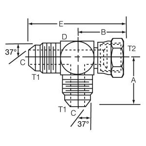 Dayco Adapter Fitting, Hydraulic, Male 37 Degree Flare (JIC) to Female Swivel 37 Degree Flare (JIC) to Male 37 Degree Flare (JIC) Tee – 145835