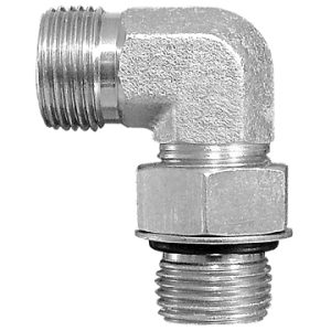 Dayco Adapter Fitting, Hydraulic, 90 Degree Adjustable Male O-Ring Face Seal to Male ORB, 1-14 Thread T1, 7/8-14 Thread T2, Steel, Single – 146260