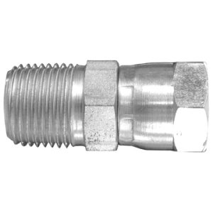 Dayco Adapter Fitting, Hydraulic, Female Swivel 37 Degree Flare (JIC) to NPTF Male, 1-5/16 – 12 Thread T1, 1 – 11-1/2 Thread T2, Steel – 146306