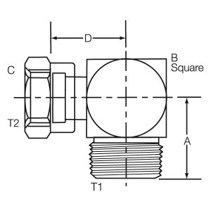 Dayco Adapter Fitting, Hydraulic, 90 Degree Male O-Ring Face Seal to Female Swivel O-Ring Face Seal, 1-3/16 – 12 Thread T1 and T2, Steel – 146494