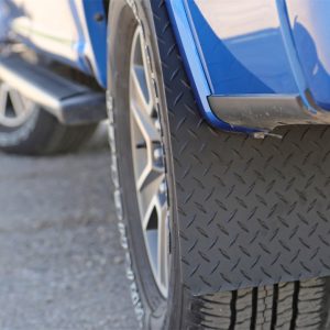 Dee Zee Mud Flap, Black Tread, Multi-Fit (see Document for Guidance), 11 Inch X 19 Inch, Set of 2, Rectangle with Radius Notch – DZ1808TB