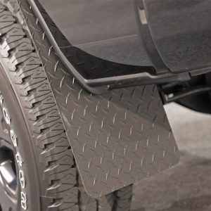 Dee Zee Mud Flap, Black Tread, Multi-Fit (see Document for Guidance), 11 Inch X 19 Inch, Set of 2, Rectangle with Radius Notch – DZ1808TB