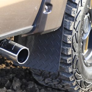 Dee Zee Mud Flap, Black Tread, Multi-Fit (see Document for Guidance), 11 Inch X 19 Inch, Set of 2, Rectangle with Radius Notch – DZ1808TB