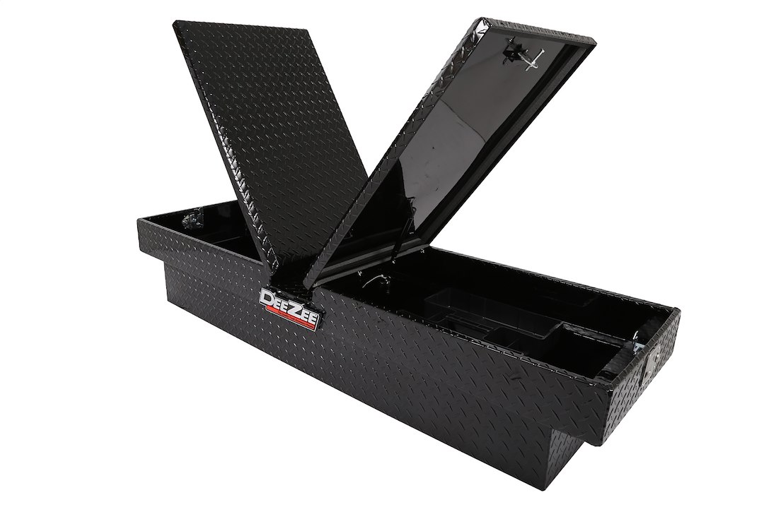 Dee Zee Tool Box, Red Label, Crossover, Gull Wing, Diamond Tread, Black Gloss Powder Coated Aluminum – DZ8370B