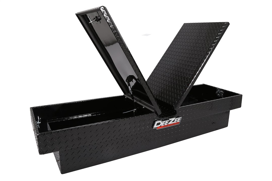 Dee Zee Tool Box, Red Label, Crossover, Gull Wing, Diamond Tread, Black Gloss Powder Coated Aluminum – DZ8370B