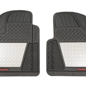 Dee Zee Floor Mat, All Weather, Universal 27 Inch Length X 20-1/2 Inch Width, Front, Black, Rubber with Brite-Tread Aluminum Insert, 2 Piece – DZ90709