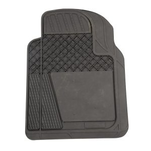 Dee Zee Floor Mat, All Weather, Universal 27 Inch Length X 20-1/2 Inch Width, Front, Black, Rubber with Brite-Tread Aluminum Insert, 2 Piece – DZ90709