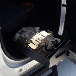 Dee Zee Under Seat Storage Unit, Under Rear Seat, 3 Compartments, 11-1/2 Inch Length X 52-1/4 Inch Width X 7-1/2 Inch Height, Black, Steel – DZ701