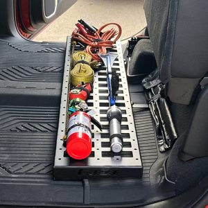Dee Zee Molle Cargo Panel, Use to Store Flashlights/ Fire Extinguisher/ Jumper Cables, Under Seat Mount, Powder Coated, Black, Steel – DZ711