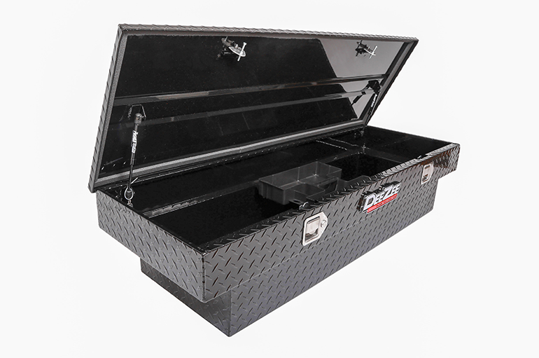 Dee Zee Tool Box, Red Label, Crossover, Single Lid, Diamond Tread, Powder Coated Black, Aluminum – DZ8163B