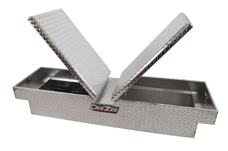 Dee Zee Tool Box, Red Label, Crossover, Double Lid, Diamond Tread, Silver, Aluminum, 20 Inch Length X 63 Inch Width X 13 Inch Height – DZ8363