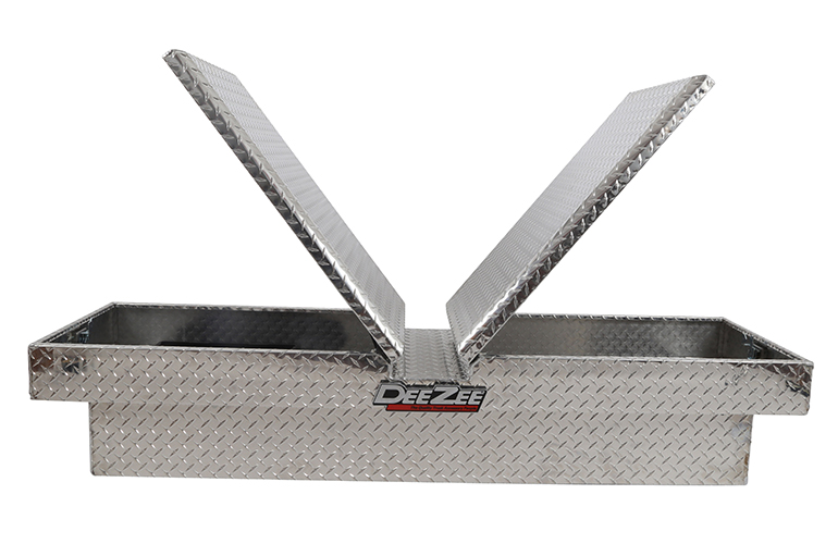 Dee Zee Tool Box, Red Label, Crossover, Double Lid, Diamond Tread, Silver, Aluminum, 20 Inch Length X 63 Inch Width X 13 Inch Height – DZ8363