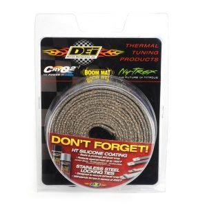 Design Eng Exhaust System Wrap, Exo Series, 10 Foot Roll, 1-1/2 Inch Width, Tan, High Temperature Glass Fiber with 304 Stainless Steel – 10075