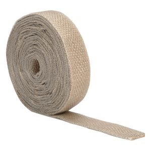 Design Eng Exhaust System Wrap, Exo Series, 10 Foot Roll, 1-1/2 Inch Width, Tan, High Temperature Glass Fiber with 304 Stainless Steel – 10075