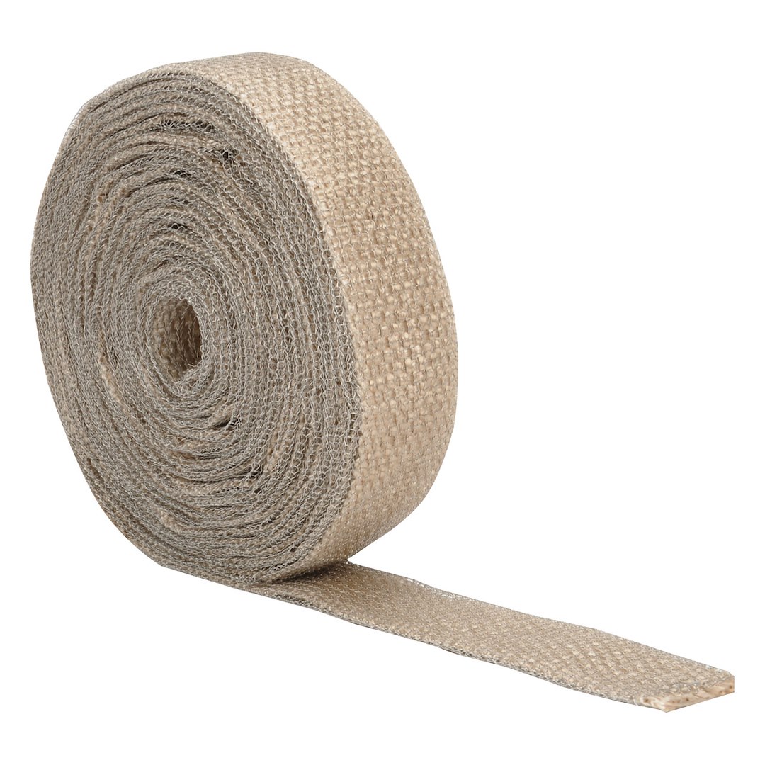 Design Eng Exhaust System Wrap, Exo Series, 10 Foot Roll, 1-1/2 Inch Width, Tan, High Temperature Glass Fiber with 304 Stainless Steel – 10075