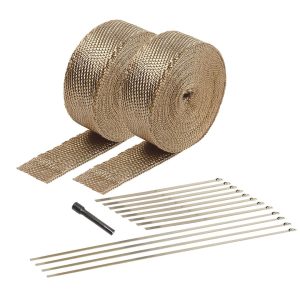 Design Eng Exhaust System Wrap, Titanium, Two 50 Foot Roll X 2 Inch Width, Tan, Withstands 2500 Degree Fahrenheit Heat – 10095