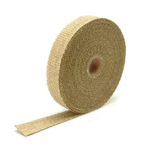 Design Eng Exhaust System Wrap, 50 Foot Roll, 1 Inch Width, Tan, Composite Fiberglass – 10101