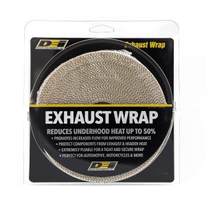 Design Eng Exhaust System Wrap, 50 Foot Roll, 2 Inch Width, Tan, Composite Fiberglass – 10102