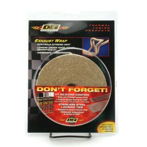 Design Eng Exhaust System Wrap, 15 Foot Roll, 1 Inch Width, Tan, Composite Fiberglass – 10105