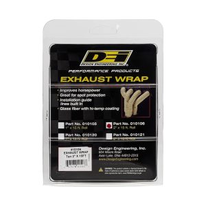 Design Eng Exhaust System Wrap, 15 Foot Roll, 2 Inch Width, Tan, Composite Fiberglass – 10106
