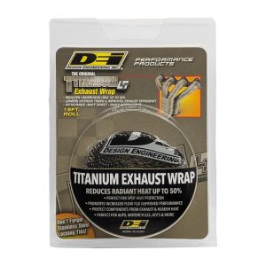Design Eng Exhaust System Wrap, Titanium ™, 15 Foot Roll, 1 Inch Width, Carbon Fiber, Lava Rock Fiberglass – 10128